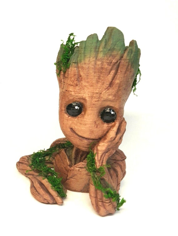 Baby Groot Plat Pot 6" MiniGarden-Home-Decor Easter Gift, Baby Groot Planter pot office desk decor, Mother's Day Gift