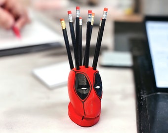 Deadpool Pen holder Office Desk Decor Easter gift, Deadpool fans gift, Deadpool 3d Printed Pen Holder Unique Gift