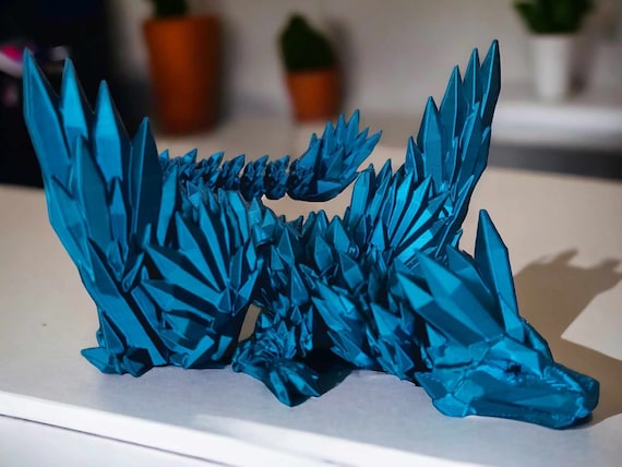 Dragon, Crystal Wings Toy 3D Printed Articulated Flexi Dragon Relief Anxiety and Stress Dragon, Articulated Fidget Toy, Easter Gift