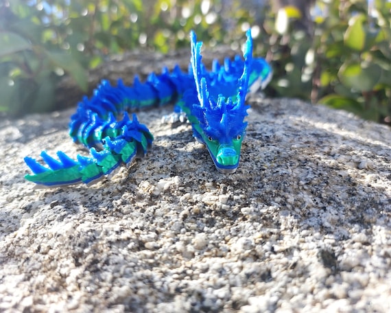 Blue Flexible Oriental Dragon Birthday Gift 3D Printed Articulated Dragon-Relief Anxiety and Stress, Cosplay Accessories