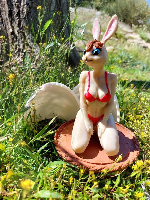 Bunny, Cute Figure Sexy bunny 3D Printed, Birthday Gift, Desk Prop, Mini Bunny Figurine, Busty Sexy Bunny Decor, Bachelor Party Decor