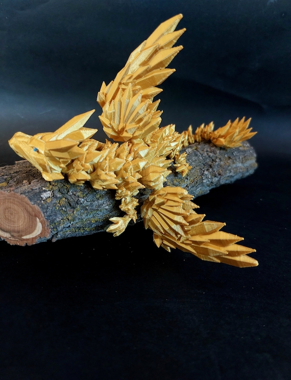 Gold Dragon 3D Printed Articulated Office Desk Toy Birthday Gift, Gold Wings of Fire Articulated Fidget Toy Office Desk Decor