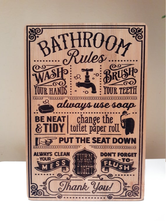 Bathroom signs rules, Bathroom Rules decor sign rustic, Bathroom Sign, Toilet Rules, Easter gift, bathroom wall decoration