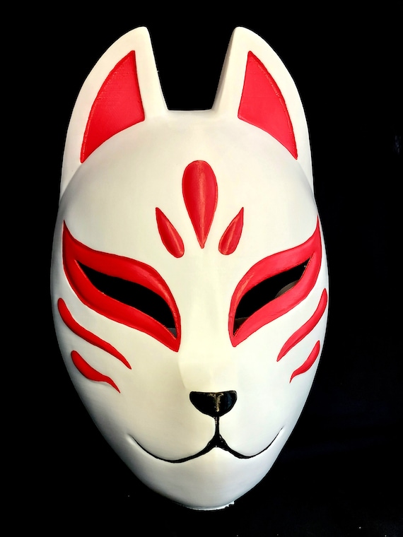 Kitsune Fox Cosplay Mask Large Size Full Face 3D Printed, Japanese Full Cover Kitsune Mask, Animal Cosplay Masquerade Party Costume