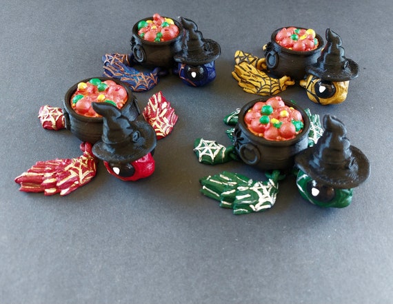 4 Witch little turtles Hogwarts house colors, Flexible Articulated -Relief Stress-Anxiety Fidget Toy, Coplay accessory, Birthday Gift