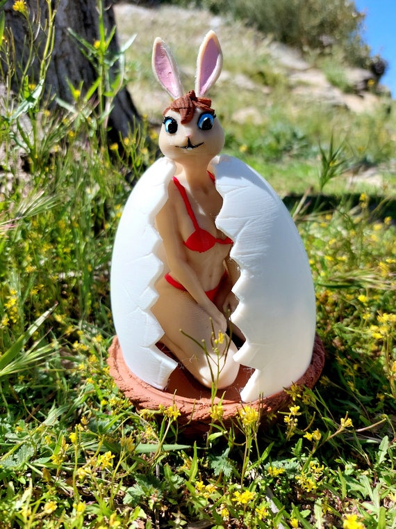 Bunny, Cute Figure Sexy bunny, Birthday Gift, Desk Prop, Mini Bunny Figurine, Busty Sexy Bunny Decor, Bachelor Party Decor, Father's Day
