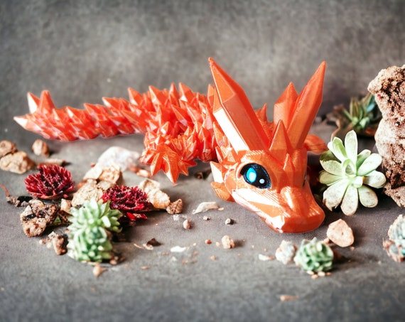 Silk Orange Summer Baby Dragon Articulated-Relief Stress-Anxiety, Sweet Cute Fidget Toy, Adults & Kids Birthday Gift, Office Desk Decor