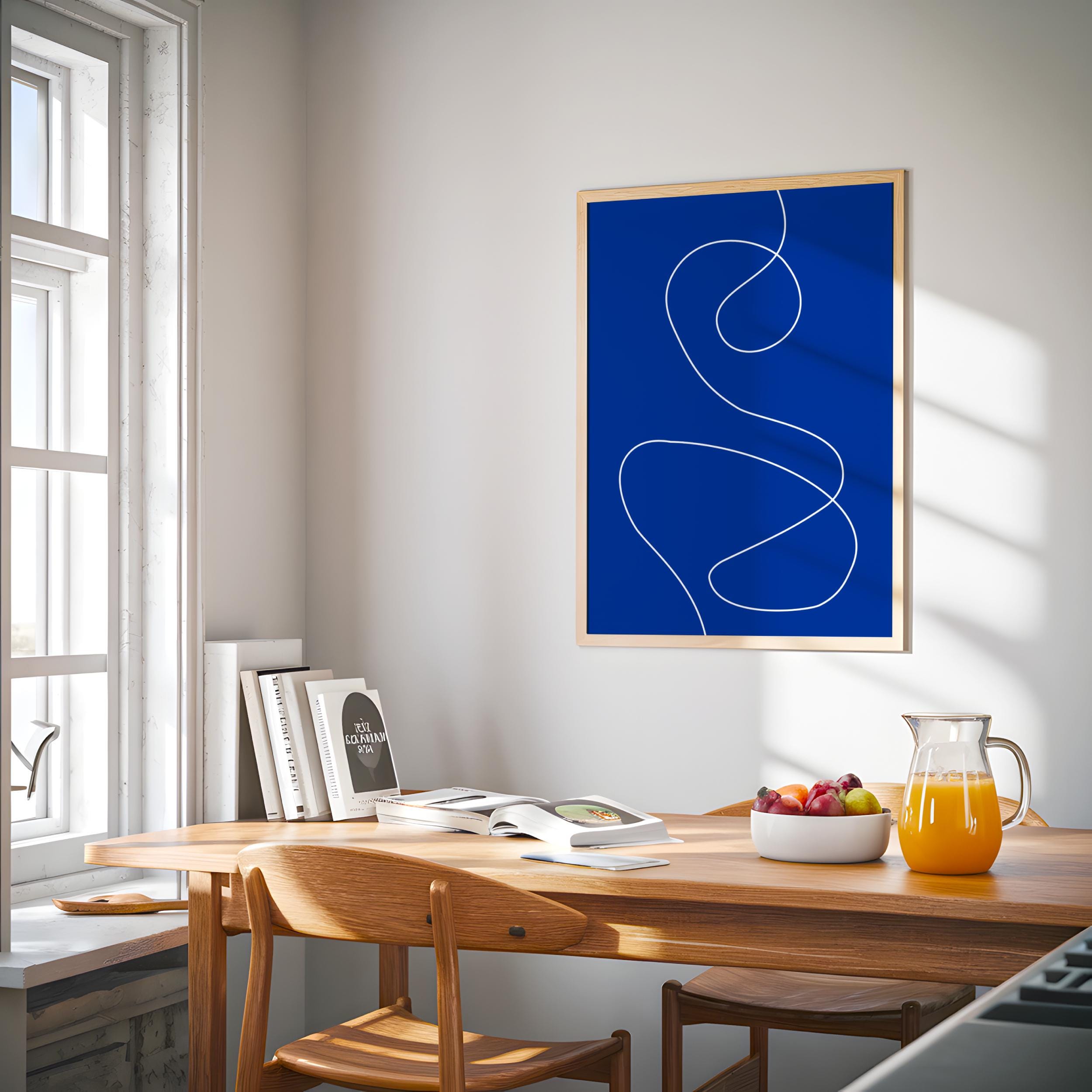Blue Abstract Line Art Print Printable Colorful Minimalist Wall Art ...