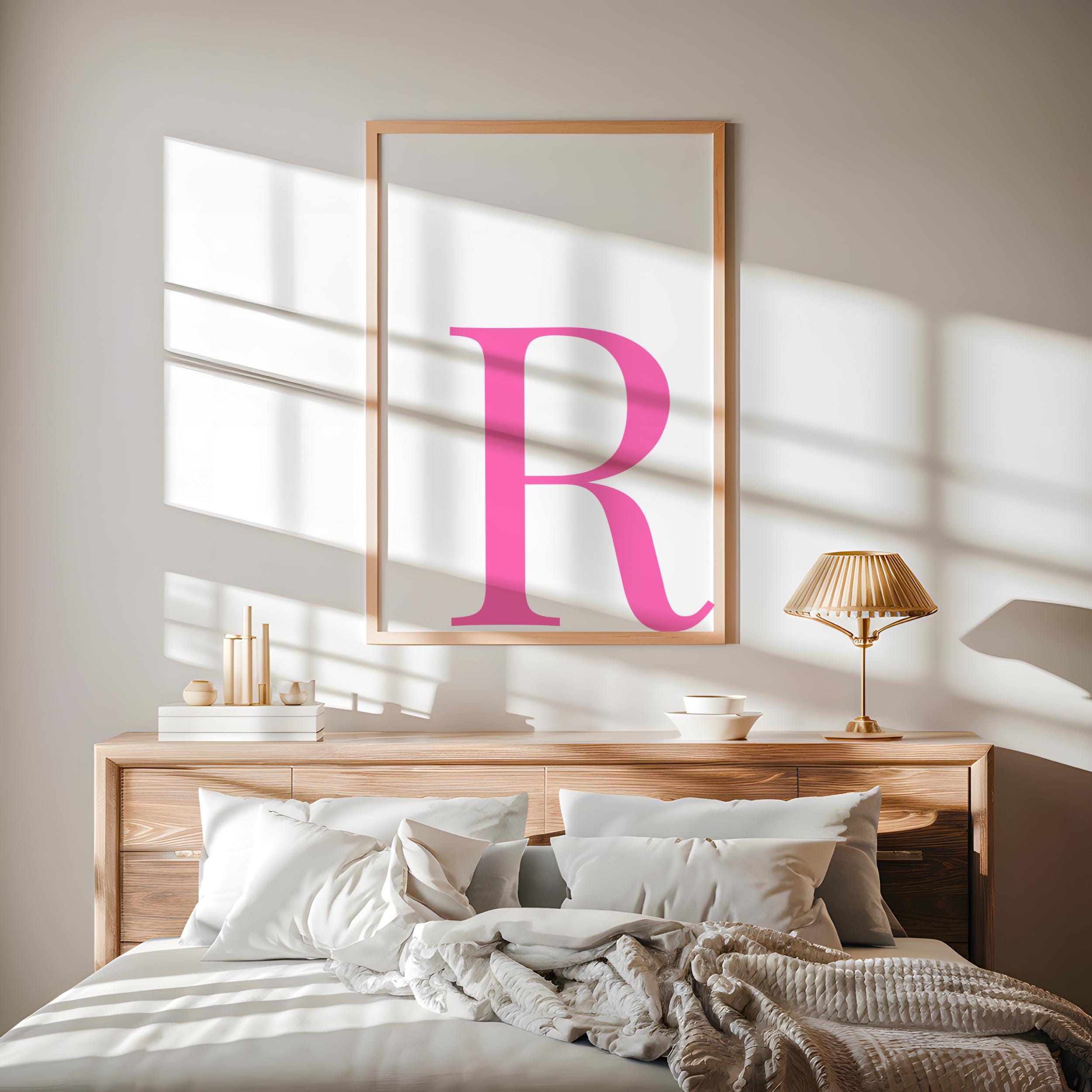 Pink Printable Letter R Printable Letter R Printable Poster Hot Pink R Monogram Print Bright Pink Initial ...