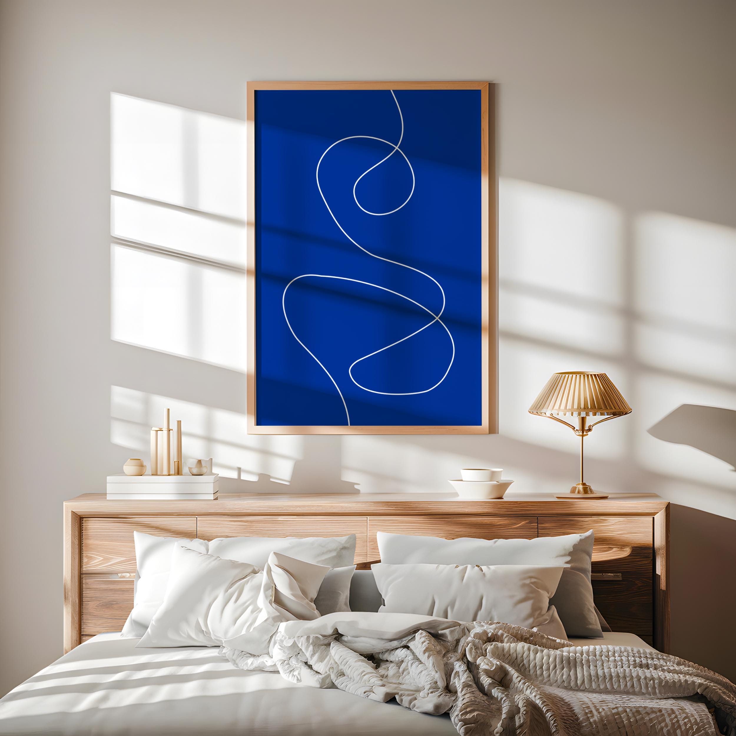 Blue Abstract Line Art Print Printable Colorful Minimalist Wall Art ...