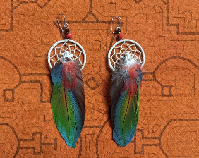 DREAMCATCHER FEATHER EARRINGS From the Peruvian Amazon rainforest handmade by indigenous Shipibo artisans