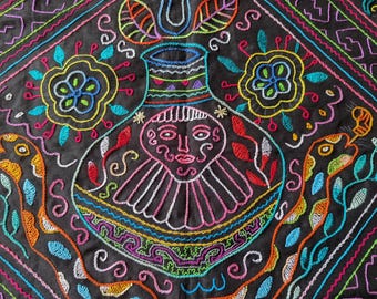 ALTAR CLOTH SHIPIBO  Ayahuasca jug vase plant medicine   Ancestral Information Kene milenial design from the Peruvian Amazon rainforest.