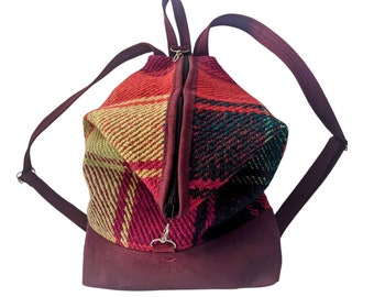 ANDEAN INKA Peruvian WOOL Backpack Sac convertible handbag green sage bag handmade in Peru