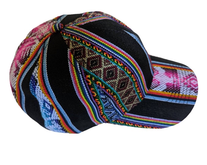 NATIVE DESIGN  CAP Baseball hat shamanic tribal Peruvian art one of a kind black