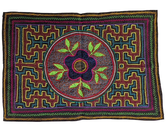 SHIPIBO  flower of life Ayahuasca CLOTH wall hanging embroidery tapestry  spirits plants dmt inspired vision tribal  art