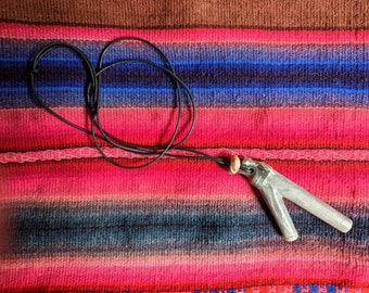 KURIPE CONDOR pendant necklace rapé hapé applicator made of Marble stone from Machu Picchu real leather string and crystal bead