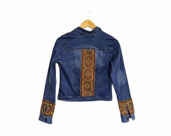 REWORKED SHIPIBO distressed denim jacket  women's size small