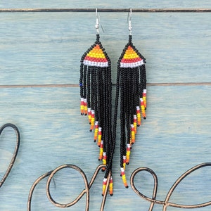 NATIVE tribal long beaded  EARRINGS