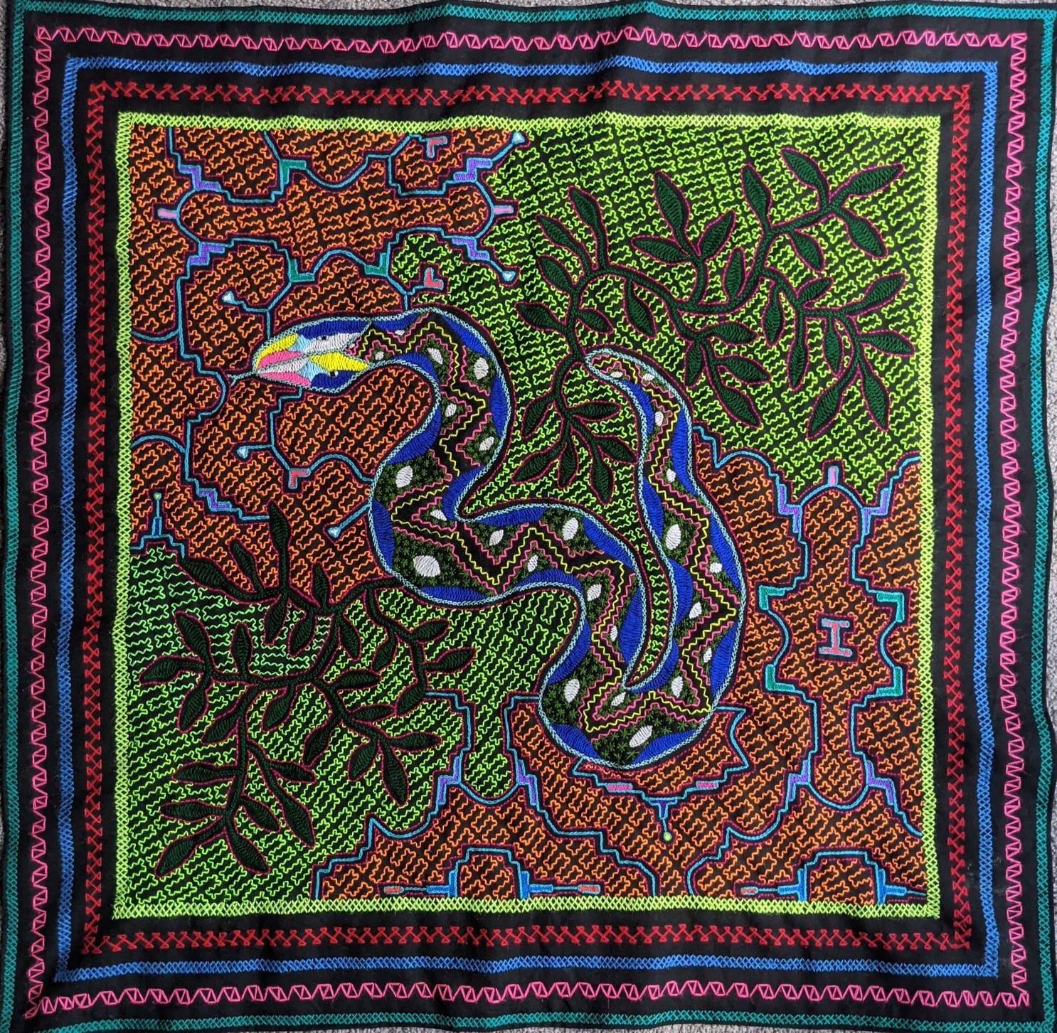 Large Amazon COSMIC ANACONDA Ronin snake and Ancestral Amazonian information MAYA Kene design