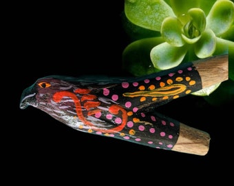 Hapé rapé japé KURIPE TEPI self applicator one of a kind EAGLE Carved and painted psychedelic art