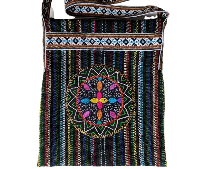 SHIPIBO MEDICINE BAG sacred geometry handbag with embroidered patch