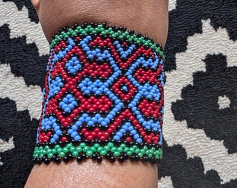 BEADED SHIPIBO  Bracelet Maya Kene ancient tarditional beaded sacred geometry art