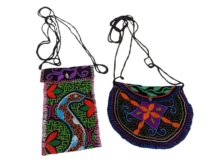 Aunthentic SHIPIBO small shamanic medicine bag pouch embroidered handmade s
