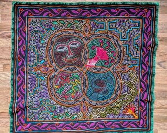 Large  SHIPIBO MAPACHO tapestry cloth Ancestral Amazonian mystic  modern design