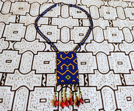 SHIPIBO BEADED NECKLACE small pechera Maya Kene beaded  Pendant authentic ancestral design