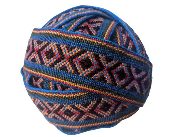 3.5 or 5 meters Andean INKA PERUVIAN Bohemian wool woven ribbon  Handmade by loom 1.5 in / 4 cm