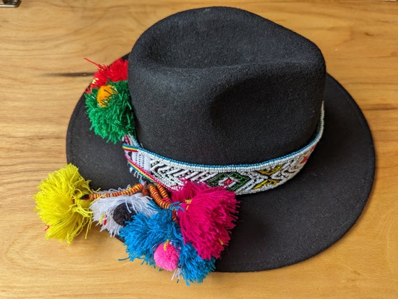 Beaded ANDEAN HAT BAND Removable Adjustable String - Etsy