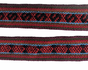 3 or 5 meters  Andean INKA PERUVIAN Bohemian wool woven ribbon  Handmade by loom 1.25 in /3.2 cm