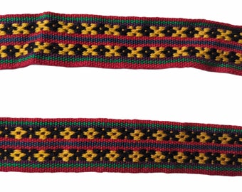 3 or 5 Andean INKA PERUVIAN Bohemian wool woven ribbon  Handmade by loom 1.25 in / 3 cm