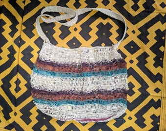 HEMP HANDBAG flea market shopping bag  ecofriendly handmade with  CHAMBIRA palm tree  fibers bohemian hippie style