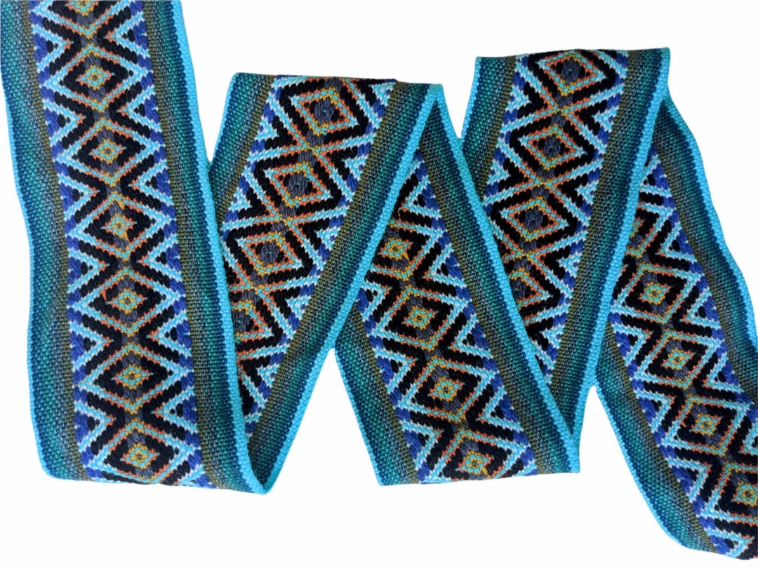 Andean Ribbons 100 Cms / 1.09 Yd WIDE Andean INKA PERUVIAN Bohemian Wool Woven Ribbon ...