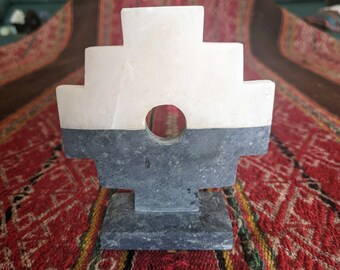 INKA CROSS CHAKANA duality altar shrine spiritual connection bridge to celestial realm stand up object Marble and Serpentine  stone rock