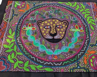 SHIPIBO AYAHUASCA cloth JAGUAR Puma  Cat spirit  animal  tapestry