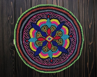 Flower of Life SHIPIBO MANDALA  Patch Ícaro Ayahuasca shamanic vision  24 cm/9.4 in