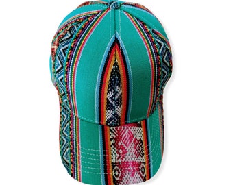 NATIVE DESIGN  CAP Baseball hat shamanic tribal Peruvian art one of a kind turquoise