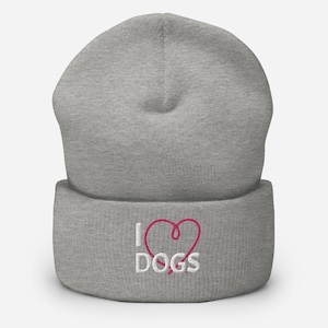 I Love Dogs Cuffed Beanie Hat