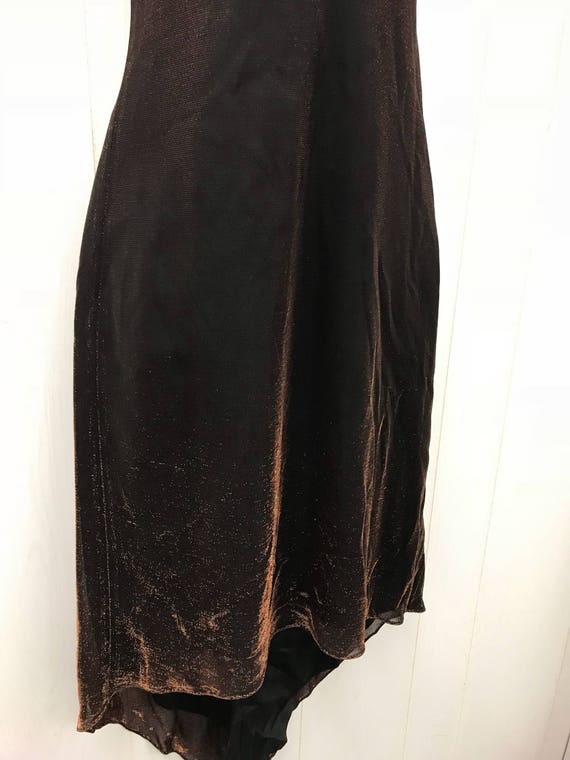 Vintage 90s Party Dress Brown Copper Shimmer Irid… - image 8