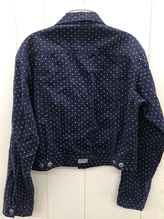 Vintage Jacket ESPRIT Navy/White Polka Dot Crop J… - image 6
