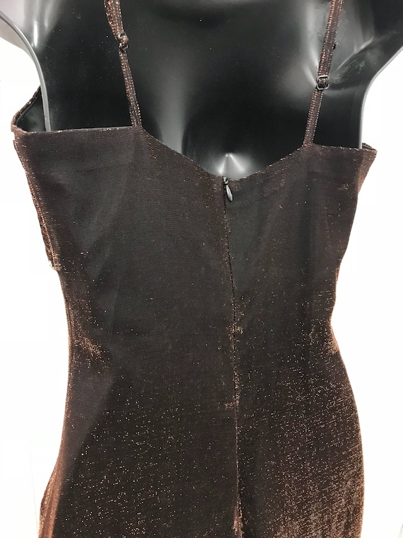 Vintage 90s Party Dress Brown Copper Shimmer Irid… - image 6