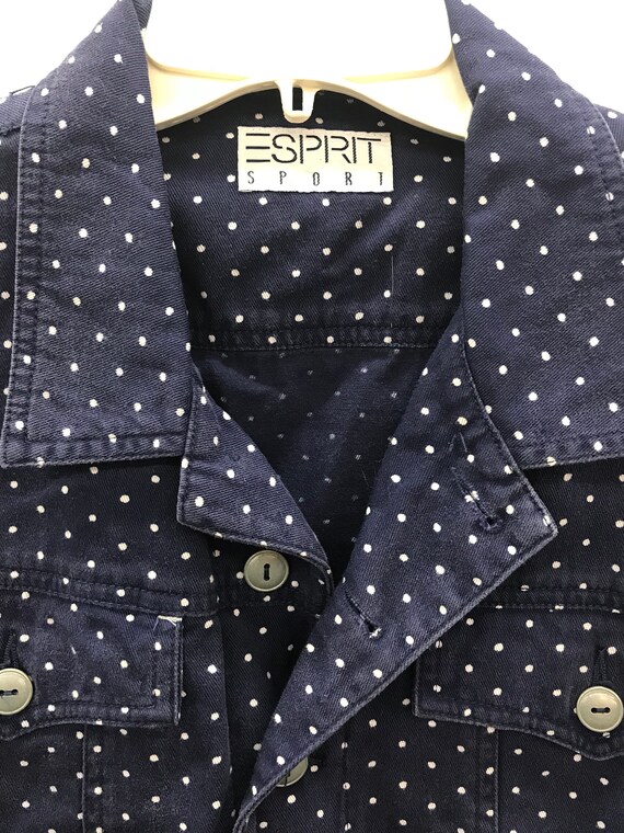 Vintage Jacket ESPRIT Navy/White Polka Dot Crop J… - image 7