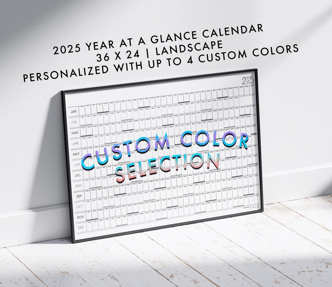 2025 Wall Calendar Year at a Glance CUSTOM COLORS | 24x36 | Giant ...