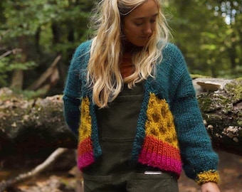 Strickmuster - Honey Comb Zopfmuster Cardigan Muster DIY Muster Super Chunky Oversized Cardigan Muster