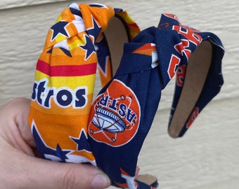 Htown Blue Orange Baseball Game Day Knotted Headband