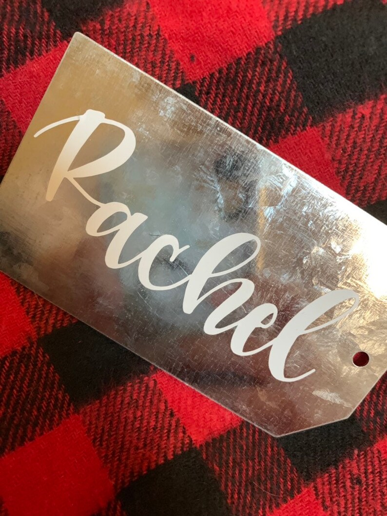 Custom Galvanized Metal Ornament Stocking Tags Etsy