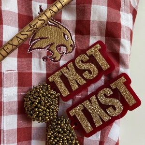 Texas State University Bobcats TXST Game Day Pride Tailgate Statement Earrings