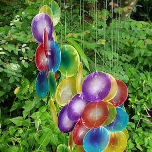 Capiz shell decor tiki decor wind chime rainbow porch decor